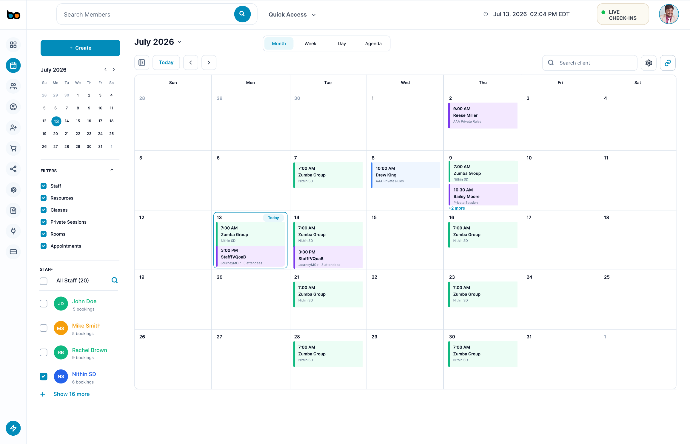 BuzOps Calendar Month View