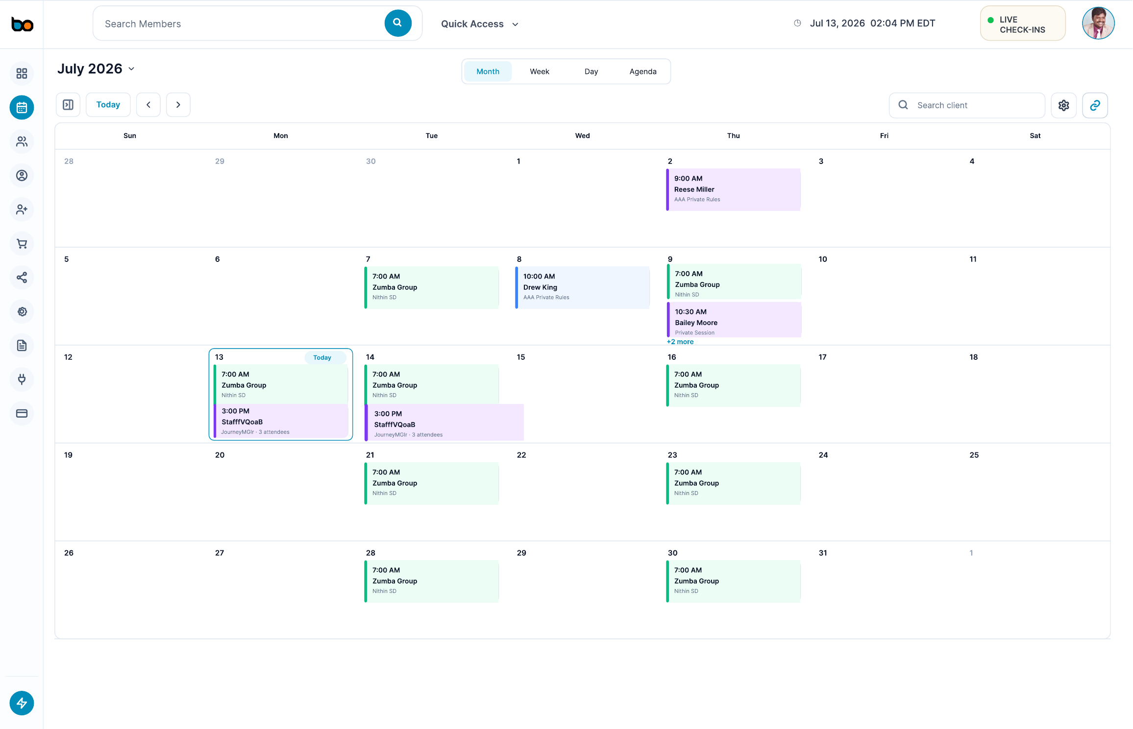 BuzOps Calendar Week View with Filters