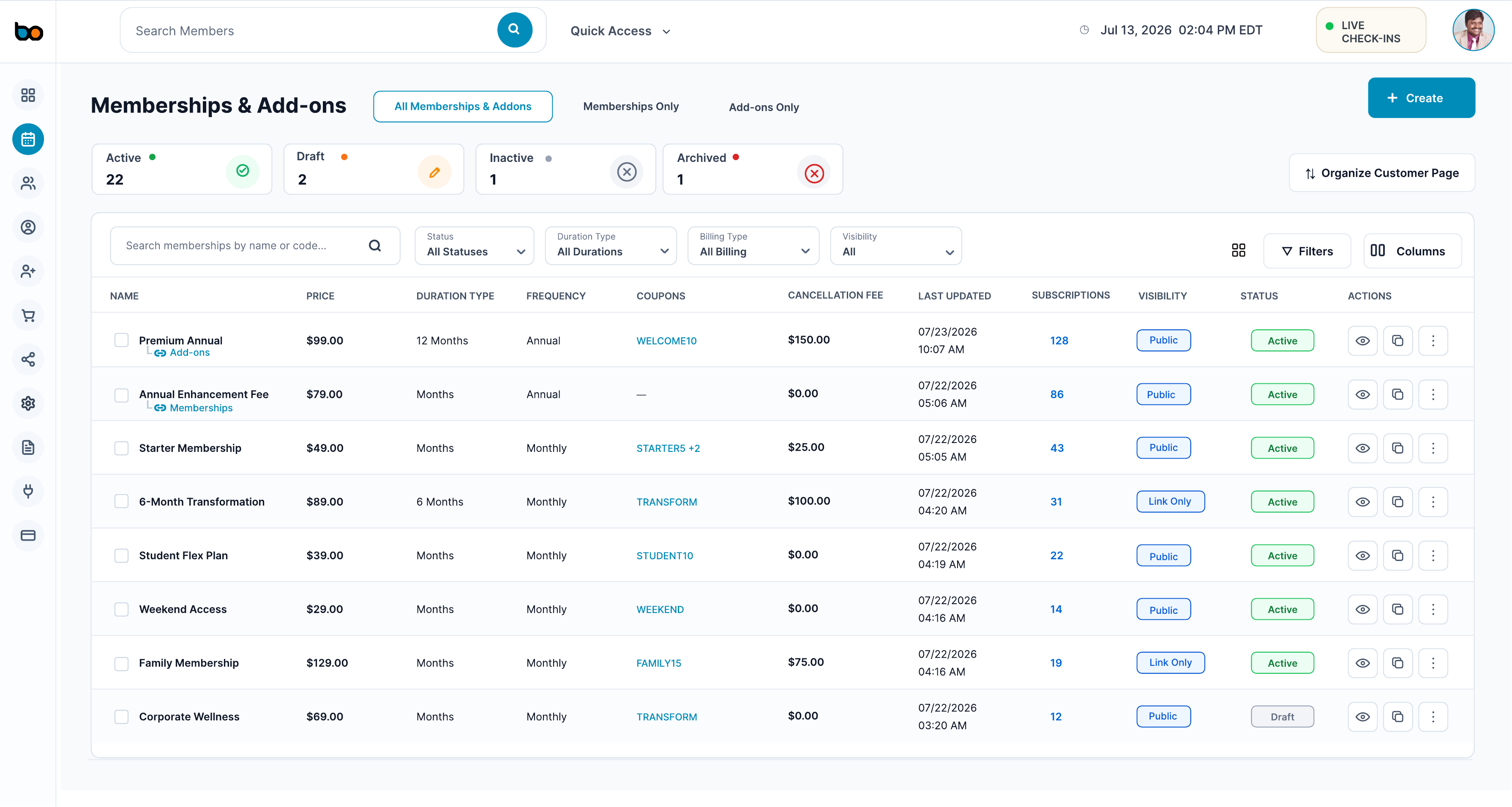 BuzOps Memberships List